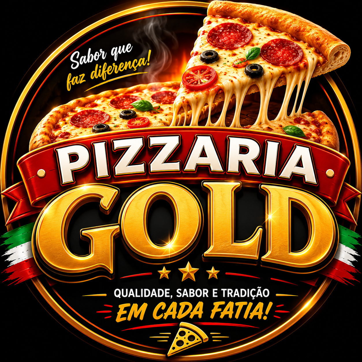 Logo pizzaria gold